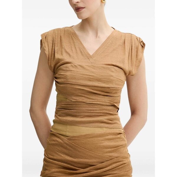 ピンコ レディース シャツ トップス Draped v-neck top Neutrals｜asty