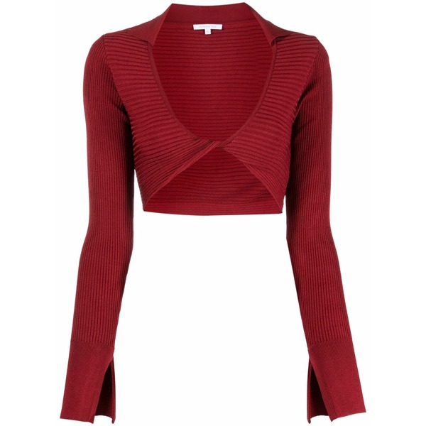 パトリツィア ペペ レディース Tシャツ トップス Scoop-neck long-sleeve top Red｜asty