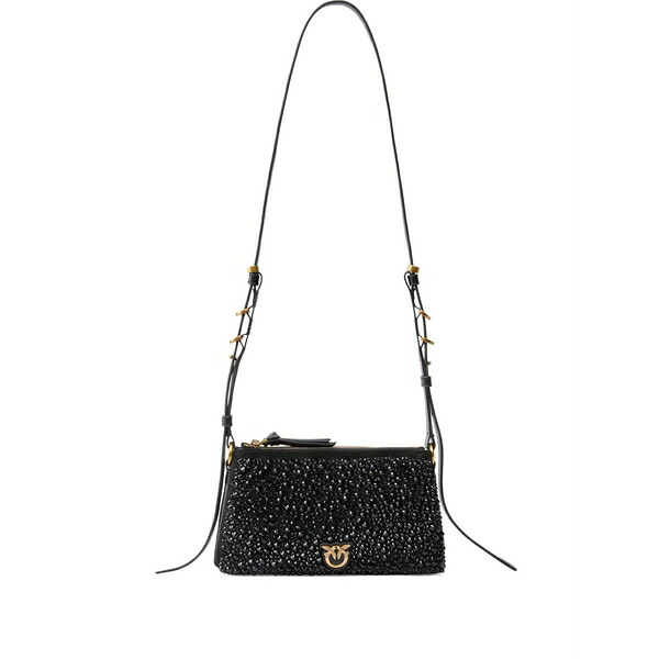 ピンコ レディース ハンドバッグ バッグ Embellished-logo mini bag Black｜asty