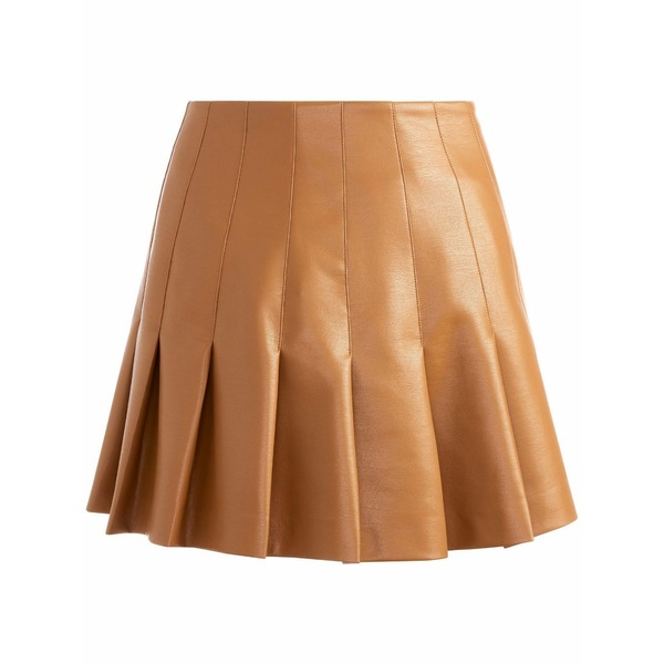 アリス アンド オリビア レディース スカート ボトムス Carter faux leather pleated skirt Brown
