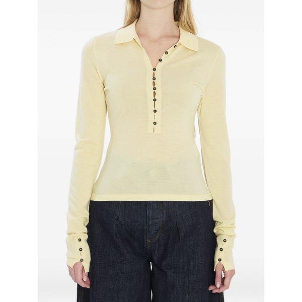 ジャクエムス レディース スポーツシャツ トップス The merino long-sleeve polo top  Yellow