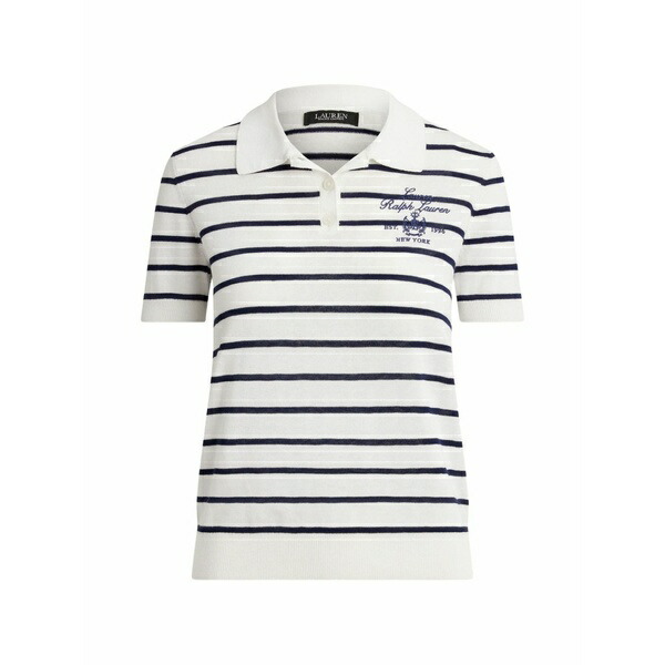 ラルフローレン レディース スポーツシャツ トップス Striped embroidered polo shirt White