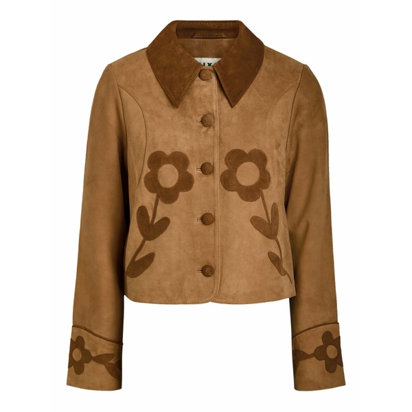 リキソー レディース 上衣＆上衣 アウター Flower-appliqu茫漏 suede jacket Brown