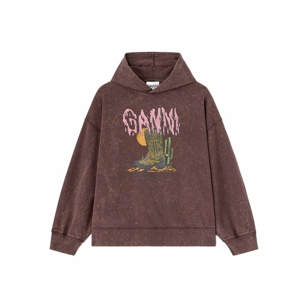 ガニー レディース パーカー・スウェットシャツ アウター Graphic-print hoodie Brown
