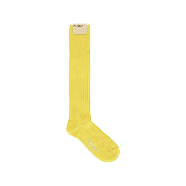 フォルテラ メンズ 靴下 アンダーウェア Ribbed socks Yellow|asty