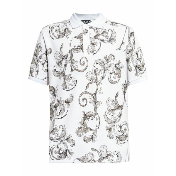 ベルサーチ メンズ ポロシャツ トップス Barocco-print polo shirt White｜asty
