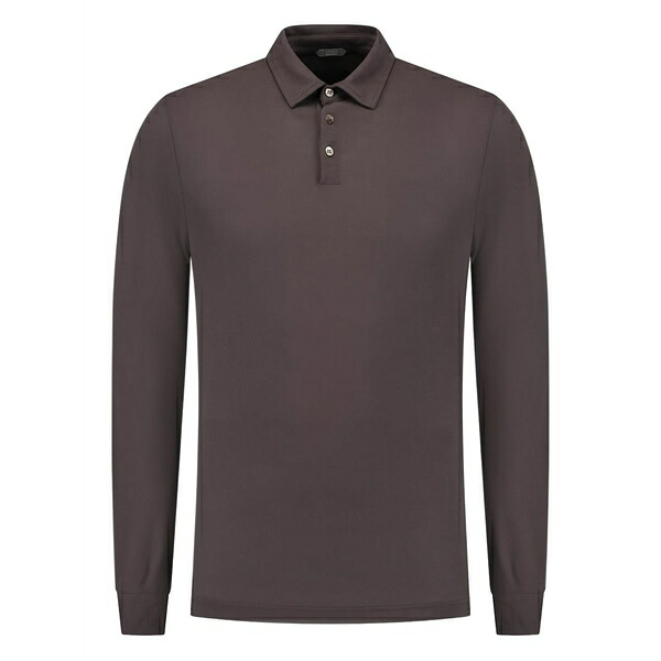 ザノーネ メンズ ポロシャツ トップス Long-sleeve polo shirt Brown|asty