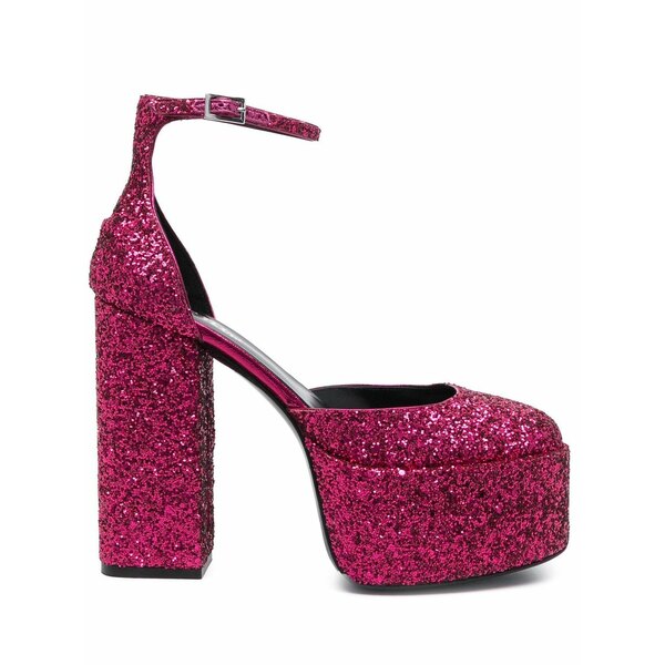 光の都市一つ星の州 レディース パンプス シューズ 140粍 glitter-embellished platform pumps Pink