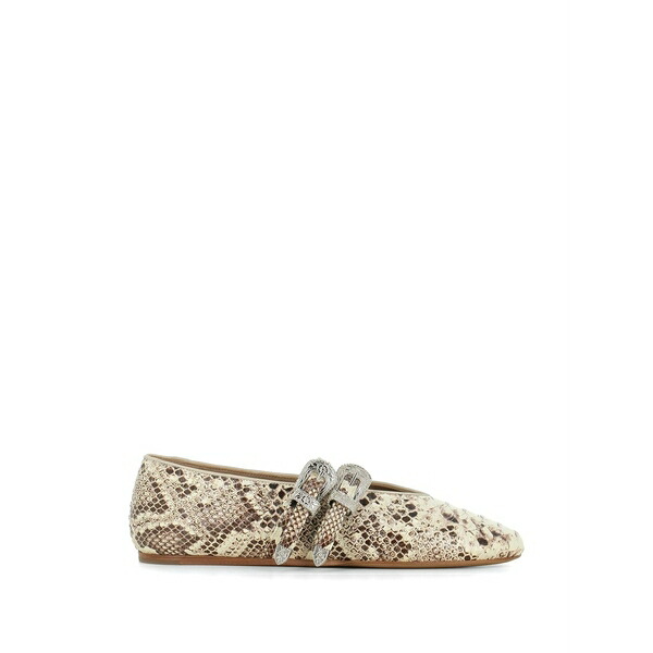 ル モンド ベリル レディース サンダル シューズ Classic claudia buckled snake-effect ballet flats Neutrals｜asty