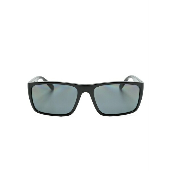 スクーデリア フェラーリ メンズ サングラス・アイウェア アクセサリー Logo-plaque rectangle-frame sunglasses Black｜asty