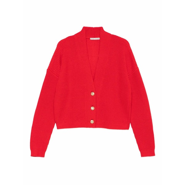 アリス アンド オリビア レディース ジレー アウター V-neck cardigan Red