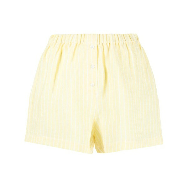 フォルテクチュール レディース カジュアルパンツ ボトムス Elasticated-waistband striped linen shorts Yellow｜asty