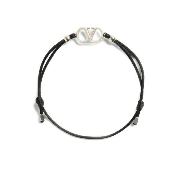 ヴァレンティノ ガラヴァーニ メンズ ブレスレット・バングル・アンクレット アクセサリー Vlogo signature cotton bracelet Black｜asty