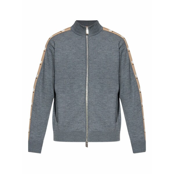 ディースクエアード メンズ ジレー アウター Logo-print cardigan Grey