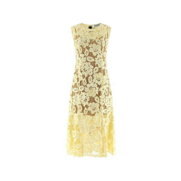 セルフ・ポートレイト レディース ワンピース トップス Crochet-lace midi dress Yellow｜asty