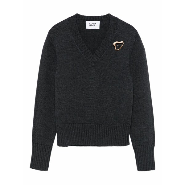 アルファス テューディオ レディース ニット&セーター アウター Pin-detail v-neck sweater Grey｜asty