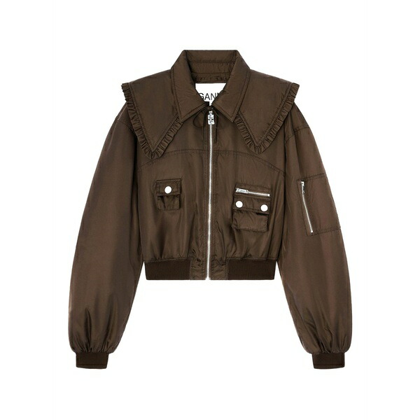 ガニー レディース ジャケット＆ブルゾン アウター Ruffled-detail bomber jacket Brown｜asty 60,390円