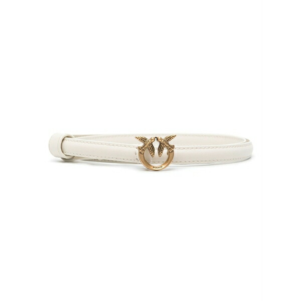ピンコ レディース ベルト アクセサリー Logo-buckle leather belt White｜asty