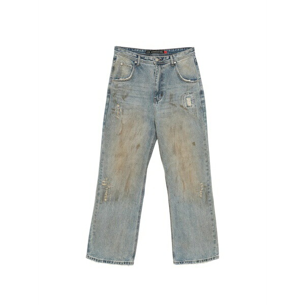 アンダーソン ベル メンズ デニムパンツ ボトムス Destroyed wide-leg jeans Blue｜asty
