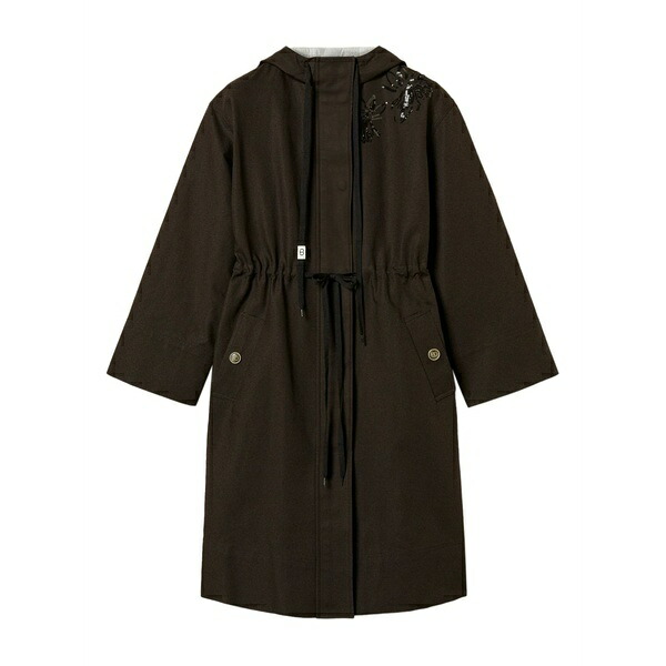 ツインセット レディース コート アウター Hooded parka coat Black｜asty