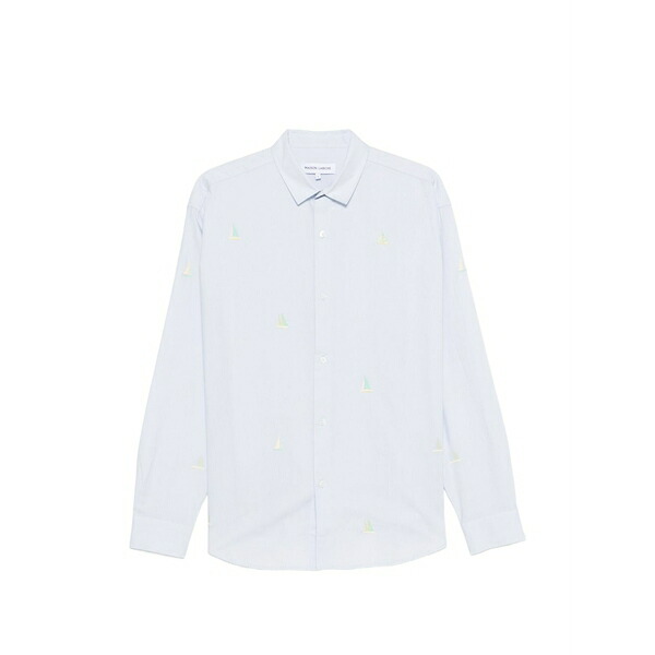 メゾンラビッシュ メンズ プルオーバー トップス Breteuil sailboat-embroidered shirt Blue