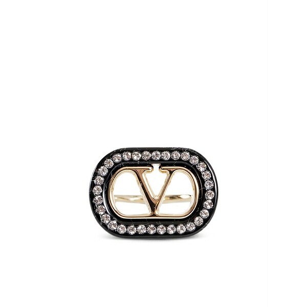 ヴァレンティノ ガラヴァーニ レディース ピアス&イヤリング アクセサリー Logo ovalette ring Black|asty