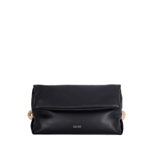 リュージョー レディース クラッチペダル御徒面子 御徒面子 Ring detail clutch bag Black