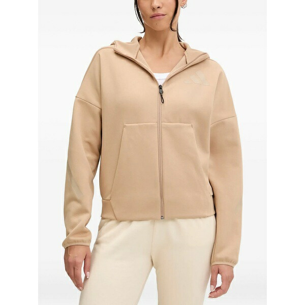 アディダス レディース パーカー・スウェットシャツ アウター Logo-detail zip-up hoodie Neutrals