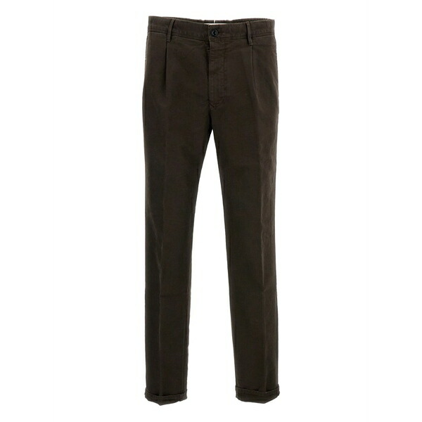 インコテックス メンズ カジュアルパンツ ボトムス Pleated straight-leg trousers Brown|asty