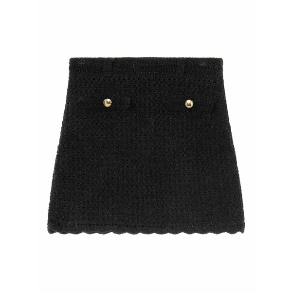 ガニー レディース スカート ボトムス Button textured mini skirt Black｜asty