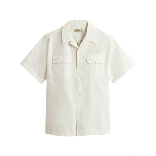 毛糸 分限者 メンズ プルオーバー トップス Garment-dyed cotton shirt White