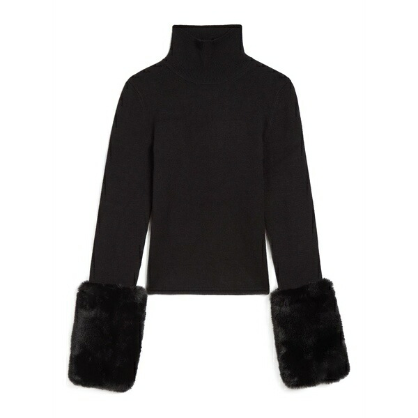 アッパリス レディース 編み物\u0026スウェーター アウター Aspen faux-fur trim sweater Black