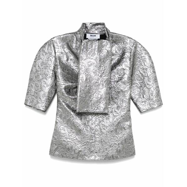 エムエスジイエム レディース シャツ トップス Metallic-effect blouse Grey|asty