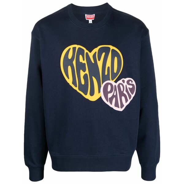 ケンゾー メンズ パーカー・スウェットシャツ アウター Logo-print cotton sweatshirt Blue|asty