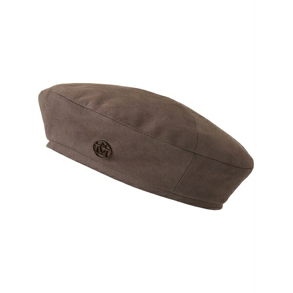 メゾンミッシェル  メンズ 鳥打ち帽 付属物 New billy logo-plaque beret  Brown