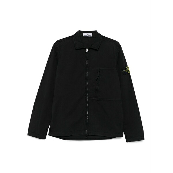 ストーンアイランド メンズ ジャケット＆ブルゾン アウター Zip-fastening shirt jacket Black｜asty