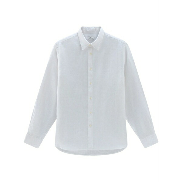 毛糸 分限者 メンズ プルオーバー トップス Point-collar linen shirt White