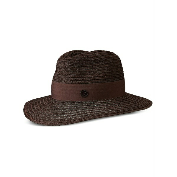メゾンミッシェル  メンズ 鳥打ち帽 付属物 Henrietta straw fedora hat Brown