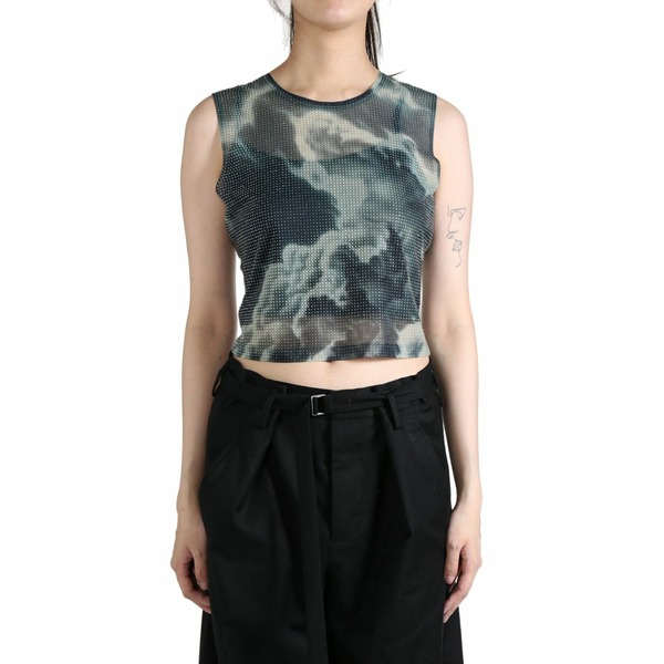 アレキサンダーワン レディース カットソー トップス Sheer crop top Black|asty