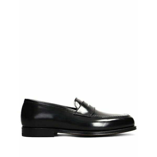 グリーン・ジョージ メンズ スリッポン・ローファー シューズ Leather loafers Black|asty
