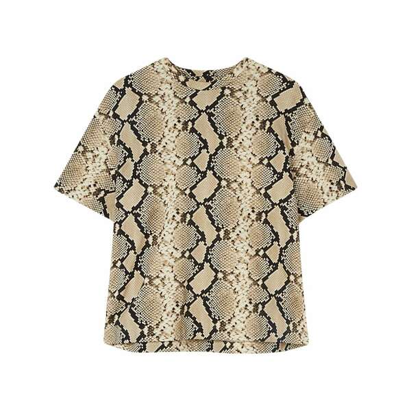 ジル・サンダー レディース Tシャツ トップス Snakeskin-print cotton t-shirt Brown｜asty