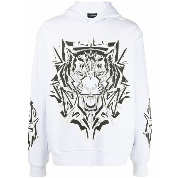 飾り気の無い運動競技 メンズ パーカー・スウェットシャツ アウター Thunder tiger graphic-print hoodie White パーカー-トップス