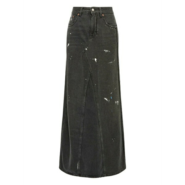 マルタンマルジェラ レディース スカート ボトムス Paint-splatter denim skirt Black|asty