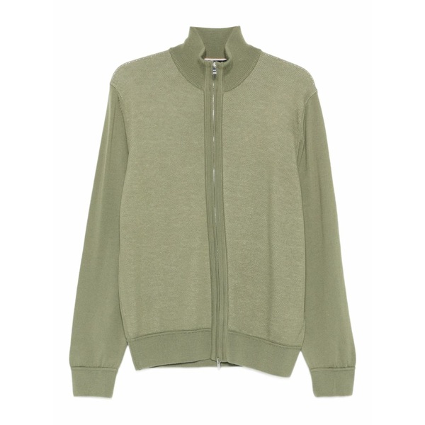 ボス メンズ カーディガン アウター Zip neck cardigan Green|asty