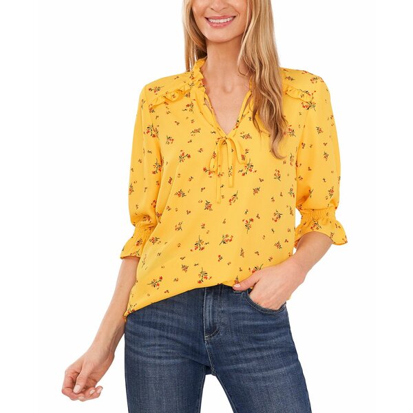 全商品オープニング価格特別価格】 セセ レディース カットソー トップス Women's Tie-Neck Floral-Print Blouse