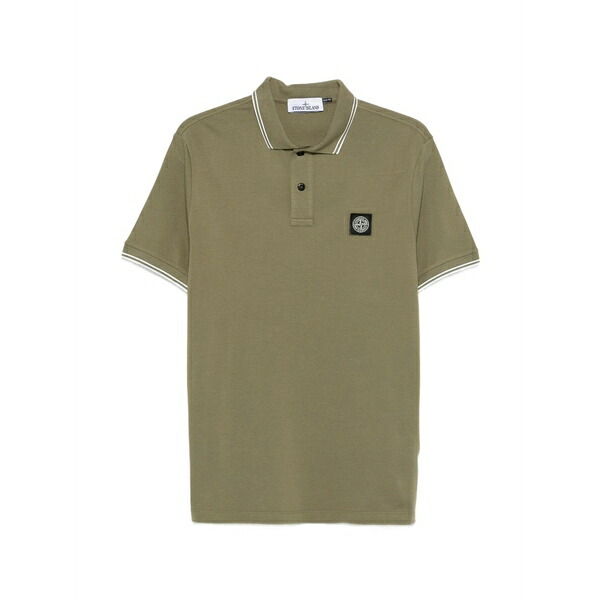 ストーンアイランド メンズ ポロシャツ トップス Stripe-trim polo shirt Green｜asty