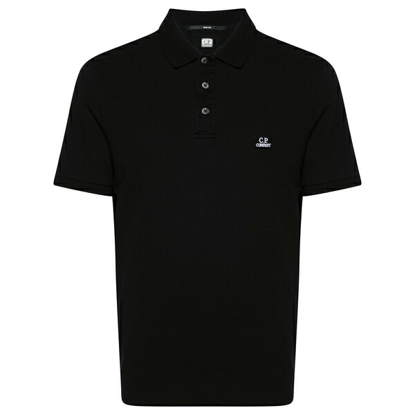 シーピーカンパニー メンズ ポロシャツ トップス Logo-appliqu茫漏 polo shirt Black｜asty