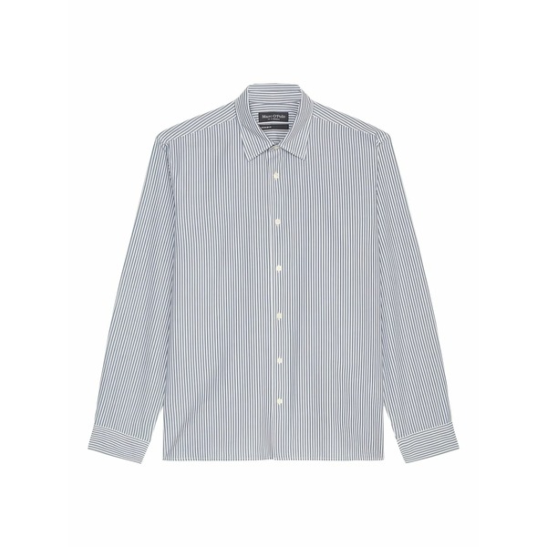 マルコポーロ メンズ シャツ トップス Striped button-up shirt Blue