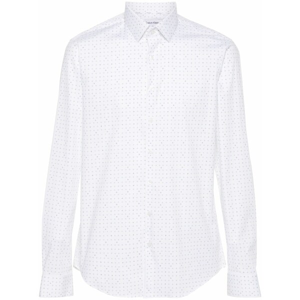 カルバンクライン メンズ シャツ トップス Geometric-print cotton shirt -