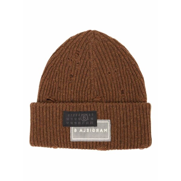 マルタンマルジェラ メンズ 鳥打ち帽 付属品 Ribbed-knit beanie Brown メンズ帽子-帽子-バッグ・小物・ブランド雑貨